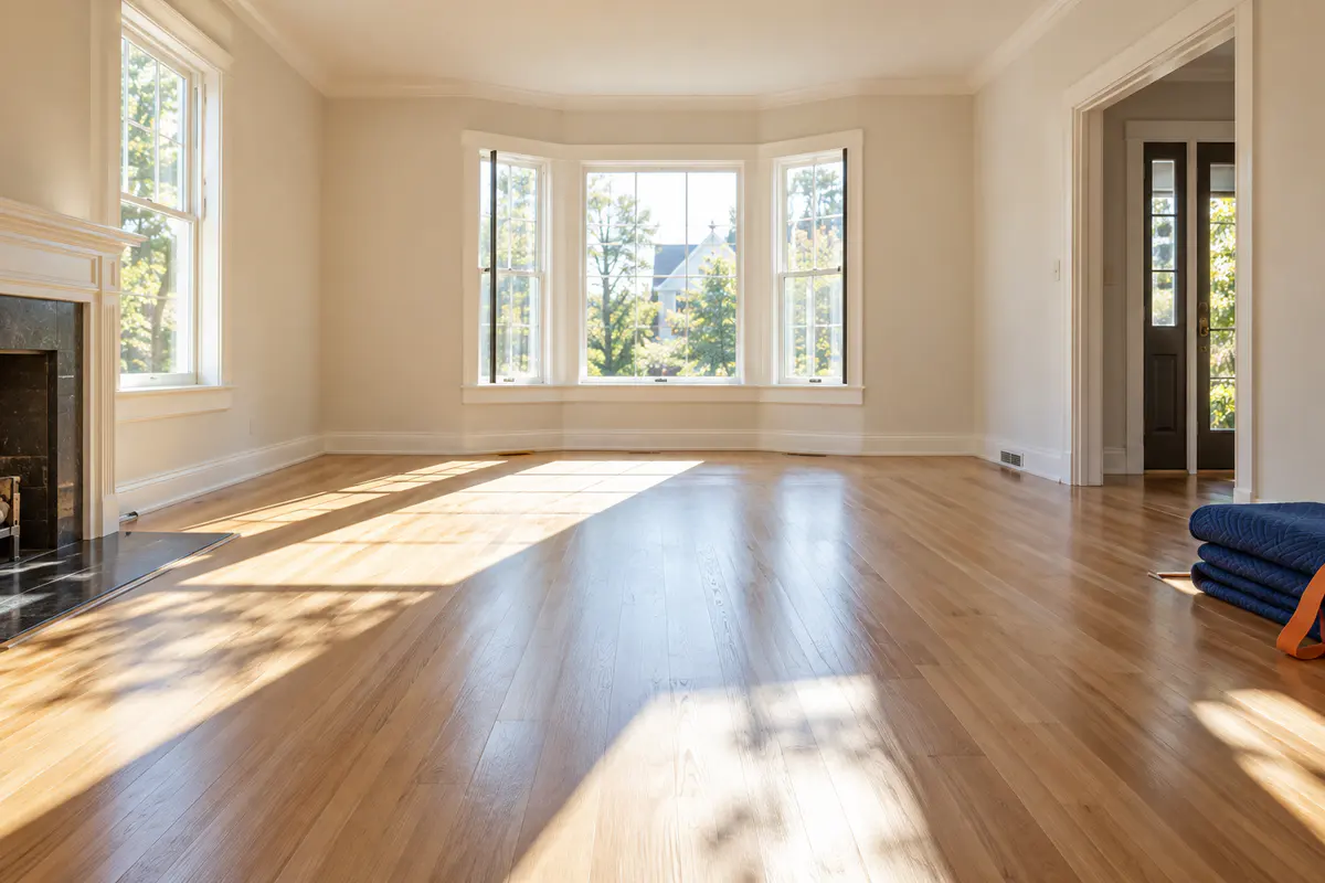 Empty living room after a house cleanout